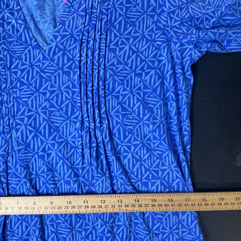 Lilly Pulitzer Dress Womens L Blue Cotton Geometric Pintuck Coastal Resort NEW - Picture 7 of 12